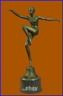 Art Déco Grand Classique Danseuse Signée Figurine Bronze Statue Sculpture