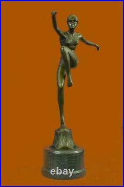 Art Déco Grand Classique Danseuse Signée Figurine Bronze Statue Sculpture