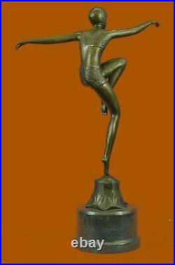 Art Déco Grand Classique Danseuse Signée Figurine Bronze Statue Sculpture