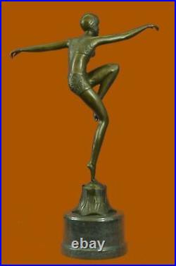 Art Déco Grand Classique Danseuse Signée Figurine Bronze Statue Sculpture