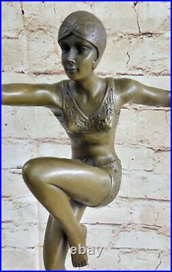 Art Déco Grand Classique Danseuse Signée Figurine Bronze Statue Sculpture