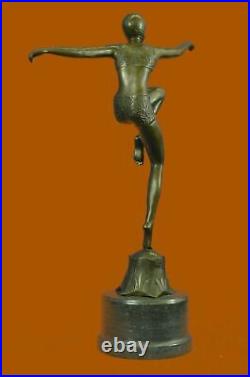 Art Déco Grand Classique Danseuse Signée Figurine Bronze Statue Sculpture