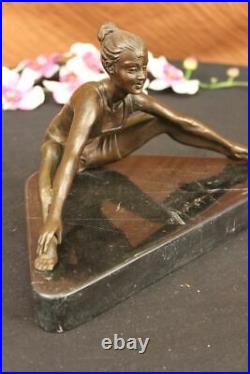 Art Déco Joli Yoga Dancer Bronze Sculpture Statue Fonte Figurine Nr