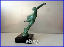 Art Déco Max Le Verrier Danseuse au Voile Statue mascotte