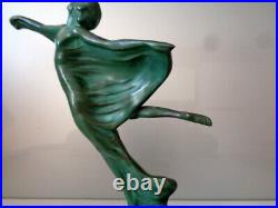 Art Déco Max Le Verrier Danseuse au Voile Statue mascotte