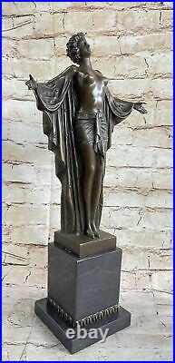 Art Déco Nu Fille Femelle Classique Bronze Sculpture Figurine Marbre Statue