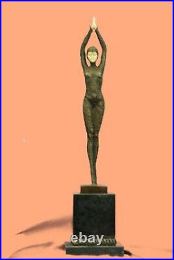Art Déco OS Bronze Dancing Girl Signée Chiparus Statue Sculpture Figurine Deco