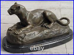 Art Déco Sculpture Jaguar Panthère Animal Bronze Statue Main Fait Figurine Solde