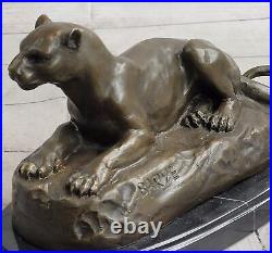 Art Déco Sculpture Jaguar Panthère Animal Bronze Statue Main Fait Figurine Solde