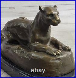 Art Déco Sculpture Jaguar Panthère Animal Bronze Statue Main Fait Figurine Solde