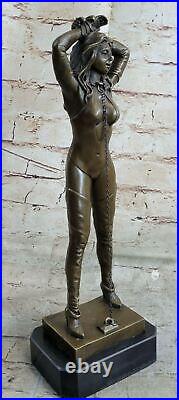 Art Déco Sculpture Nu Femme Fille Érotique Femelle Corps Bronze Statue