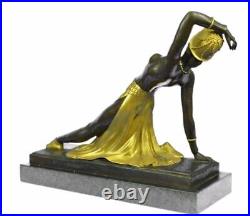 Art Déco Signée Danseur Danseuse Bronze Sculpture Marbre Statue Figurine Figure