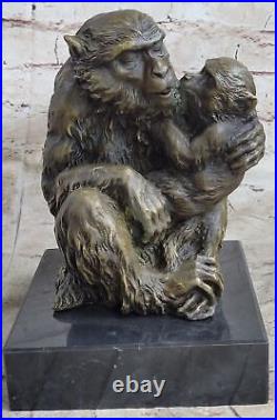 Art Déco Singe Love Bronze Classique Faune Sculpture Marbre Figurine Statue