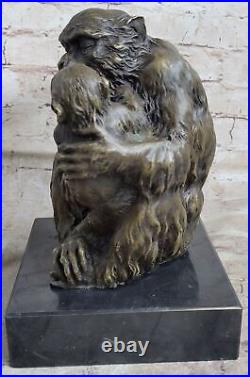 Art Déco Singe Love Bronze Classique Faune Sculpture Marbre Figurine Statue