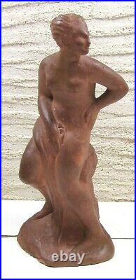 Art Deco Statue Femme Venus Nue Au Bain Terre Cuite Jules Oscar Maes Sculpture
