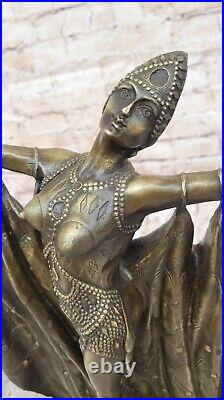 Art Déco Style Signée D H Chiparus Bronze Statue Sculpture Danseuse Gypsy Chair