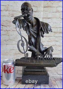 Art Déco Vintage Theater Jazz Singer Bronze Marbre Statue Ouvre Sculpture Cadeau