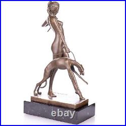 Art Deco bronze figure Diana with dog after E. McCartan Vintage