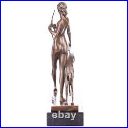 Art Deco bronze figure Diana with dog after E. McCartan Vintage