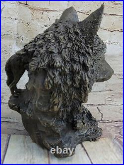 Art Décor de Collection Original Milo Loup Loups Buste Bronze Sculpture Statue