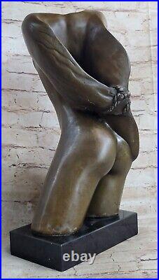 Art Moderne Bronze Sculpture Nu Femme Torse De Aldo Vitaleh Figurine Statue