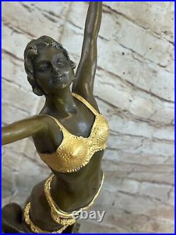 Art Nouveau 20 Élégant Bronze Statue Sculpture Danseuse Nu Femme Classic Décor