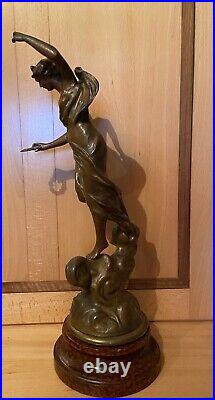 Art Nouveau Charles Perron Sculpture Statue Allegorie Femme Victoire