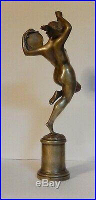 Art Nouveau Danseuse Bacchanale Vendanges Grande Statuette Bronze 1905