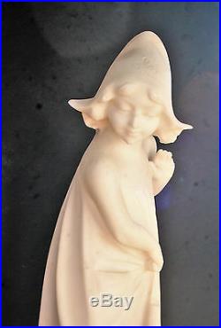 Art Nouveau-sculpture-statue-petite Fille-albatre-crabe-hollandaise-epoque 1900