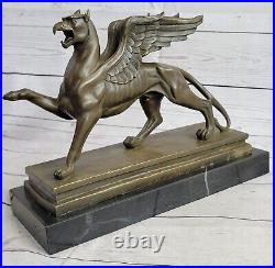 Art Par Roche Griffin Bronze Marbre Sculpture Statue Art Déco Figurine Mythique