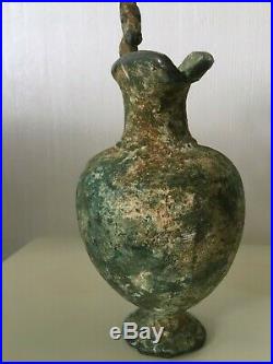 Art Romain ou grecque Rare Vase avec hanse cheval en Bronze, Archéologie +++