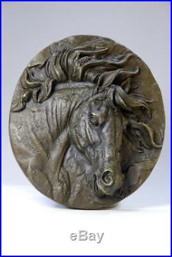 Art animalier- Très belle tête de cheval, bronze signée Nick