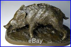 Art animalier, sanglier signé P. J. MENE- bronze de grande taille, envoi gratuit