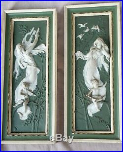Art nouveau femmes plaques haut relief tableaux biscuit de porcelaine fin XIX