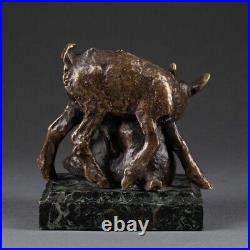 Ary Jean Léon BITTER (1883-1973) Jeune faune et biche Bronze Art Déco