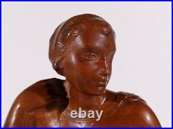 Auguste GUENOT sculpture bois femme nue statue Art Déco Toulouse Maillol