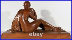 Auguste GUENOT sculpture bois femme nue statue Art Déco Toulouse Maillol