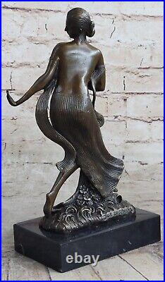 Autrichien Vienne Art Déco Bronze Figurine Descomps Nu Danseuse Sculpture Statue