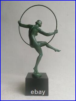 BRIAND Danseuse cerceau art deco Max Le Verrier Bouraine 1920 STATUE SCULPTURE