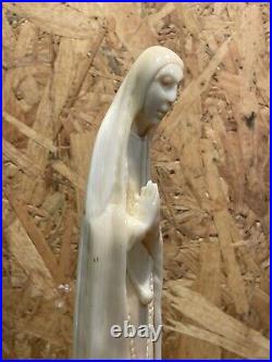 Belle Ancienne Vierge, Sculpture Art Africain Xixeme, Os De Bovin, Corne