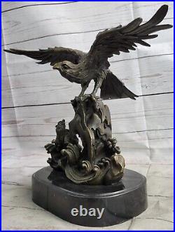 Bronze Aigle En Vol Sculpture Statue Classique Figurine Pintade Art