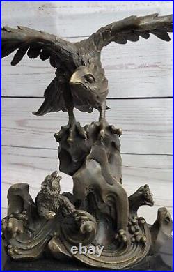 Bronze Aigle En Vol Sculpture Statue Classique Figurine Pintade Art