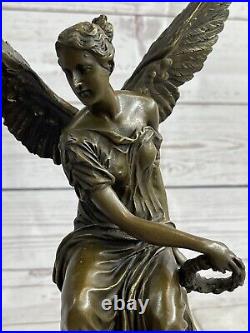 Bronze Art Déco Sculpture Ange Guerrier Déesse De Victoire Hold Houdon Statue