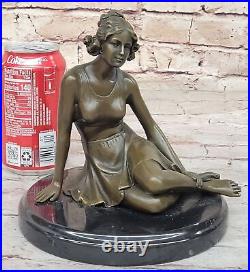 Bronze Art Déco Style Figuratif Élégant Femme Main Fait Statue Sculpture Cadeau
