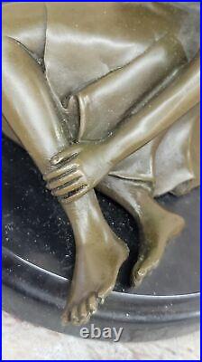Bronze Art Déco Style Figuratif Élégant Femme Main Fait Statue Sculpture Cadeau