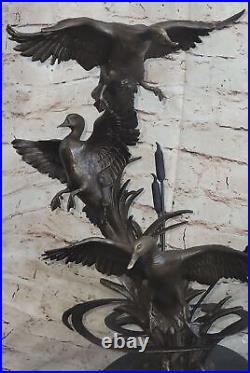 Bronze Art Sculpture Canard Famille Audubon Marsh Arrière-cour Étang Lac Statue