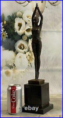 Bronze Art Sculpture Danseuse Par D. H. Style Art Nouveau Statue Figurine