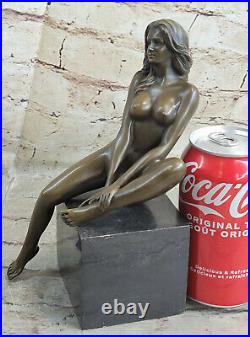 Bronze Art Sculpture Un Chair Erogenous Femme Fille Statue Marbre Base Figure