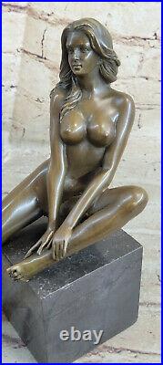 Bronze Art Sculpture Un Chair Erogenous Femme Fille Statue Marbre Base Figure