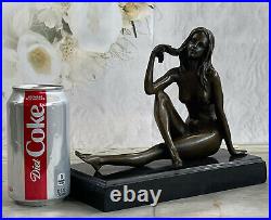 Bronze Art Sculpture Un Chair Erogenous Femme Fille Statue Marbre Base Figurine